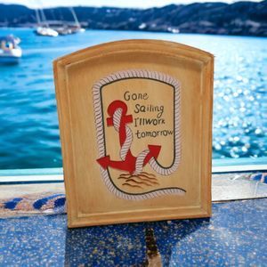 Nautical Anchor Wooden Key Holder Container Gone Sailing I'll Work Tomorrow